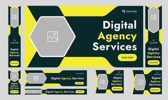 Trendy web bundle banner design for social media post, digital marketing agency web set banner design, fully customizable eps 10 file format vector