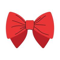 Bright red bow with a double-layer ribbon. Cute and stylish decoration for gifts, greeting cards, and festive design. Perfect for Christmas, Valentine's Day, and birthday themes. vector