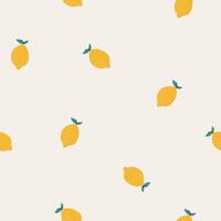 Minimal lemon seamless pattern. Light fresh citrus background for summer wrapping paper, kitchen design, fabric or surface print. Flat illustration isolated on white background. vector
