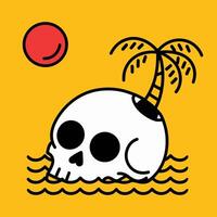 Skull Island with Palm Tree Illustration vector