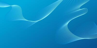 Abstract Blue Line Waves Technology Background. Business blue background with flowing smooth wave line for presentation, website, banner, ads, posters. vector
