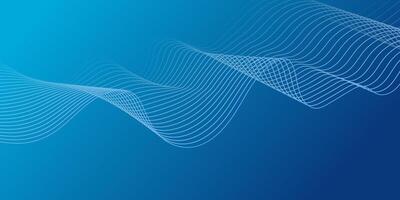 Blue wavy line technology background. Simple business blue background with flowing smooth wave line. Gradient lines tech data digital design for presentation, website, banner, ads, posters. vector