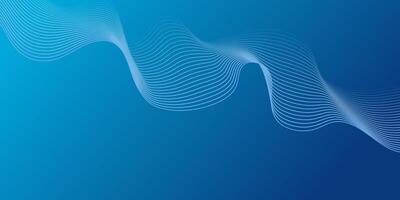 Curved wavy line technology blue background. Simple business blue background with flowing smooth wave line. Gradient lines tech data digital design for presentation, website, banner, ads, posters. vector