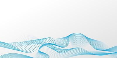 Smooth blue wavy lines on a light grey background. Dynamic flowing digital technology backdrop. Future smoke wavy line design for brochure, ads, website, banner, presentation vector