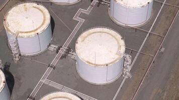 fuel storage facility with multiple cylindrical tanks, they forcing us to make unique titles video
