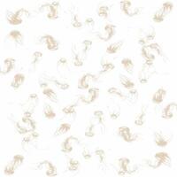 Jellyfishs in beige and white on a white background vector