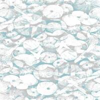 A blue and white pattern with shells vector
