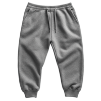 Gray Fleece Sweatpants with Ribbed Cuffs and Adjustable Drawstring Isolated on Transparent Background png