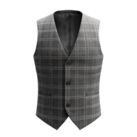 Elegant Grey Checkered Formal Waistcoat for Men with Button-Up Front and Classic Tailored Design Isolated on Transparent Background png