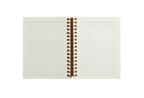 Experience creativity with a blank spiral-bound notebook featuring crisp white pages for endless writing inspiration. png