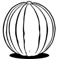 Simple Line Drawing Of A Round Ribbed Gourd vector