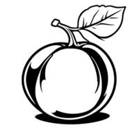 Simple Line Drawing Of A Single Apple With Leaf vector