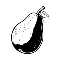A Simple Black And White Illustration Of A Pear vector