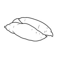Line Drawing Of Two Sweet Potatoes Simple Illustration vector