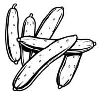 Line Art Illustration Of Fresh Cucumbers In A Pile vector