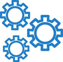 gear icon, cog wheel, engine circle, thin blue line web symbol on white background editable stroke illustration vector