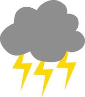 Weather icon of thunderstorm cloud with Lightning in cartoon. vector