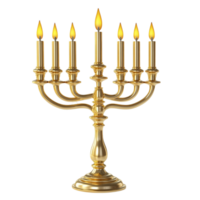Classic Golden Menorah with Detailed Design - Transparent Background png