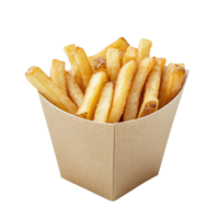 Box of French Fries in Gold Packaging - Transparent Background png