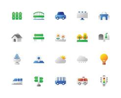 City Icon Theme with Gradient Style for UIUX, Background Image, Website, and Mobile App. vector