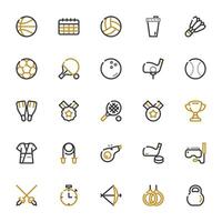 All Sports Icon with Colored Outline Icon Style. vector