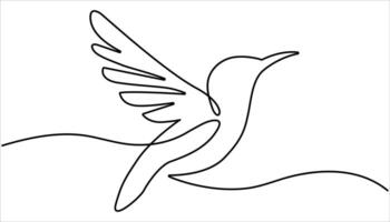 Hummingbird continuous one line drawing. Flying animal concept Single line. Bird line art drawing. vector