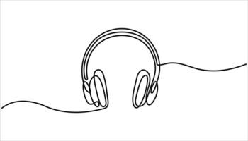Headphone speaker headset gadget and earphone continuous one line drawing. Combine art design concept line art vector