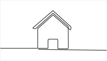 House icon continuous one line drawing vector