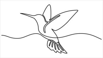 Hummingbird continuous one line drawing. Flying animal concept Single line. Bird line art drawing. Tropical Bird One Line Art Drawing. Abstract Minimalist illustration. vector