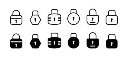 Lock icon set. Padlock open and closed. Locked and unlocked icon. Security symbol. illustration. vector