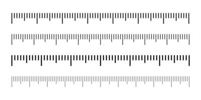 Measuring scale, markup for rulers illustration. Various measurement scales with divisions. Measuring tool. Blank measuring scale indicator. vector