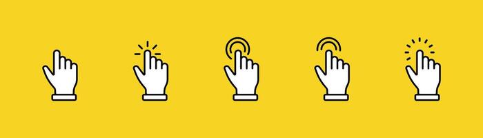 Computer mouse click cursor. Load symbol. Pointer cursor and loading icon. Cursors icons click set. Clicking cursor, pointing hand clicks icons. vector