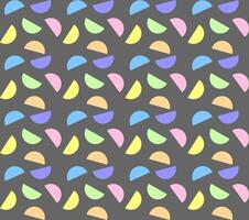 Seamless geometric pattern drawn in pastel colors in the form of multi-colored semicircles on a gray background vector