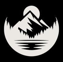 Logo for a mountain range with trees and sun vector