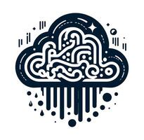Cloud with rain drops and dots on it vector