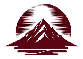 Mountain with sun and moon on top of it vector