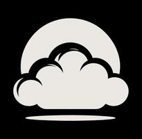 A white cloud illustration with a sun behind it vector