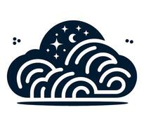 A black and white illustration of a cloud with a background. vector