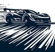 A racing car on a track with a black and white background vector