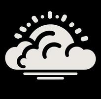 A white cloud with a sun behind it vector