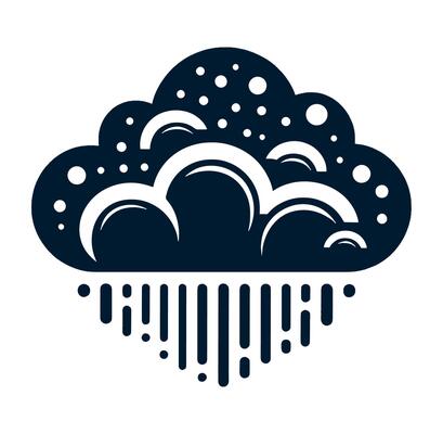 Rain cloud icon with rain drops and clouds