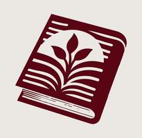 A book with a leaf on it and a leaf on the cover vector
