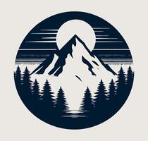 Mountain with trees and a full moon in the background vector