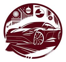 A car is shown in a circular design vector