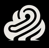 A black and white logo with a wave shape vector