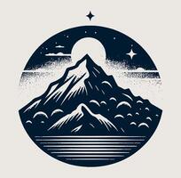 Mountain with a full moon illustration in the background vector