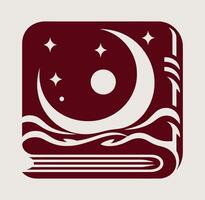 A book with a crescent moon and stars on it vector