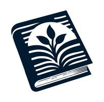 An open book illustration with a leaf on it vector
