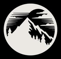 Mountain with trees and a moon in the background vector