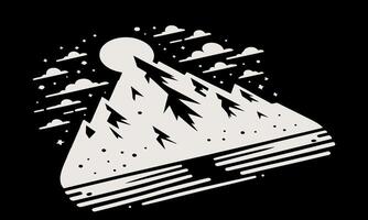 Mountain with a full moon in the background vector